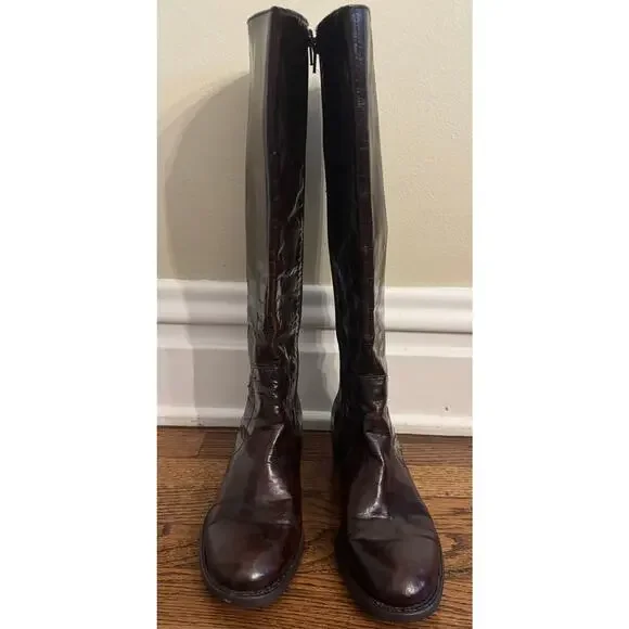 BORN Helen Tall Leather Riding Boots Buckle Plaid Preppy Equestrian Size 9.5 - Picture 4 of 7